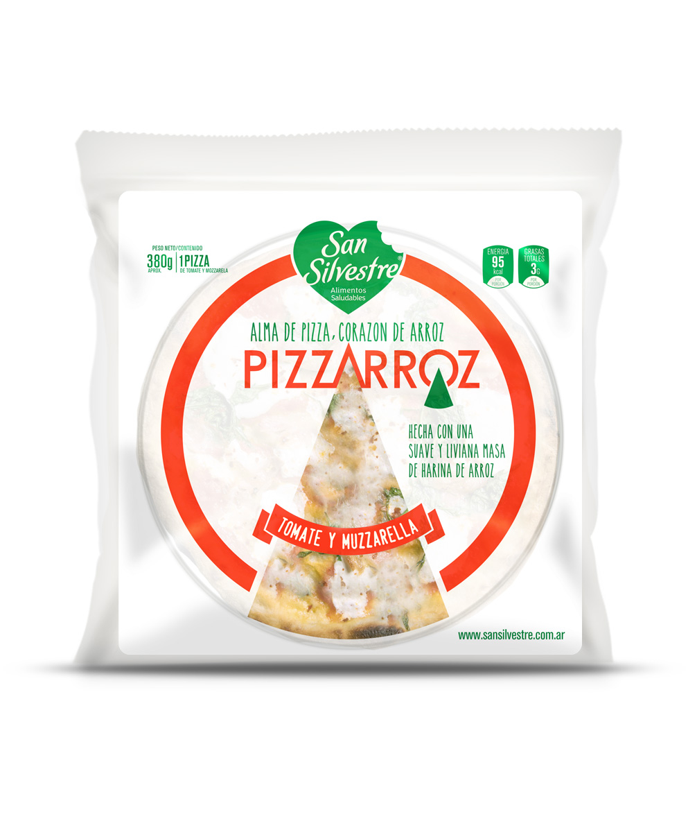 Pizza de arroz de tomate y muzzarella San Silvestre